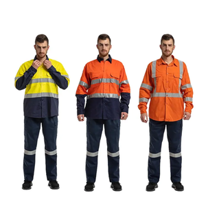 Combinaisons de travail de sécurité respirantes résistantes au feu à manches longues en polyester avec logo personnalisé en gros, haute visibilité réfléchissante pour électricien - Product Image 6