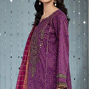 Dernier modèle de robe en lin brodée pakistanaise de créateur Costume en lin élégant pakistanais pour femmes sans couture - Product Image 6