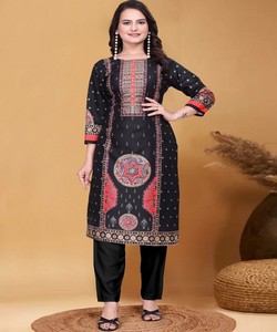 NUEVA LLEGADA MUSELINA IMPRESO DIGITAL CONJUNTO INFERIOR SUPERIOR ROPA INFORMAL PRECIO AL POR MAYOR ROPA ÉTNICA NEGRO - Product Image 3