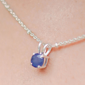 ชุดง่ามพลอยแซฟไฟร์ทรงกลมสร้อยคอจี้แบบมินิมอลขนาด18นิ้วเครื่องประดับโซ่อ่อนสำหรับผู้หญิง - Product Image 4