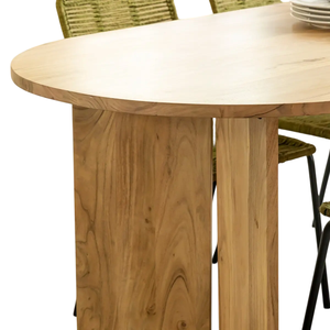 Massiv โต๊ะไม้อะคาเซียแข็งแข็งดีไซน์เรียบง่ายหรูหราทรง ovla สำหรับร้านอาหารบ้านห้องรับประทานอาหารไม้ทันสมัย - Product Image 5