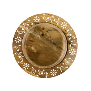 Dôme rond en bois décoratif avec couvercle en verre Couvercle moderne et élégant pour la cuisine, la salle à manger et les fêtes - Product Image 2