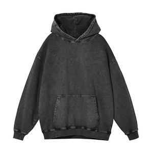 Sérigraphie Sweats à capuche pour hommes personnalisés en détresse Pull pour hommes lourd Vintage Stone Washed Oversized Streetwear - Product Image 1