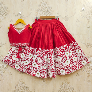Shoryam Fashion Children's Girls Fully Stitched Floor-Length Embroidery <b>Lehenga</b> Choli | Party Wear All Seasons Ethnic Wear | - Product Image 1
