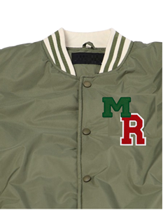 Vente en gros Veste d'hiver personnalisée pour hommes style bombardier en nylon et polyester avec logo en chenille brodé et toile sur pied - Product Image 2