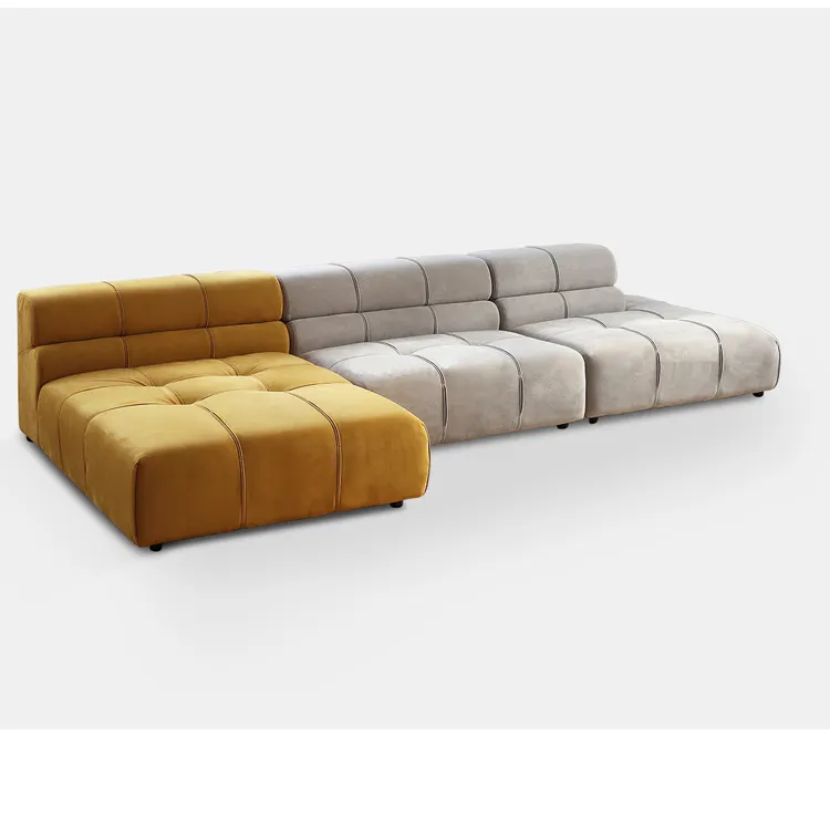 Woonkamer Meubilair Moderne Suède Sectie Sofa Set Meubels Chaise Armless 3 Delige L-Vormige Sectionele Modulaire Bank