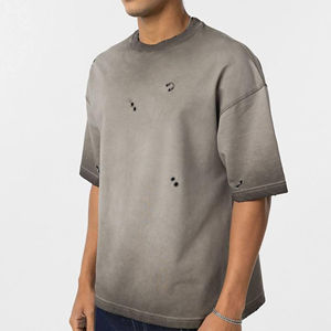 T-shirt pour homme de qualité supérieure, streetwear, coupe ample, 100% coton, épaules tombantes, logo imprimé en relief personnalisé, respirant - Product Image 6