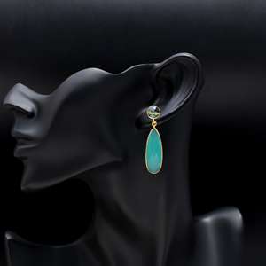 Pendientes Colgantes de Plata de Ley 925 Hechos a Mano Clásicos de Primera Calidad al por Mayor, con Piedras Preciosas de Calcedonia Aqua Natural para Mujer, para Bodas y Fiestas - Product Image 4