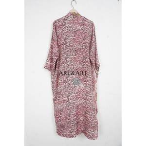 Kimono Estilo Occidental con Cuello en V, 100% Seda, TOPSHOP, Cierre con Cordón, Cintura Ajustable con Cinturón, Largo, Ropa Casual para el Hogar, Bata para Dormir - Product Image 5