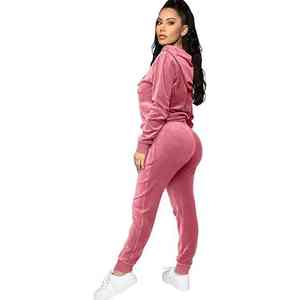 2026 Custom Embroidered Diamond Rhinestone Logo Casual Fleece Winter Jogging Suit 2 Piece Set <b>Purple</b> <b>Tracksuit</b> for <b>Women</b> - Product Image 4
