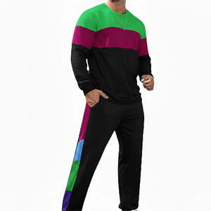 Conjunto Deportivo de Dos Piezas Estilo Vintage con Lavado Ácido, Pantalones Jogger y Sudadera para Hombre - Product Image 1