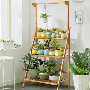 Smart <b>Bookcase</b> with <b>Ladder</b> Design Versatile Pot and Planter Rack - Product Image 5