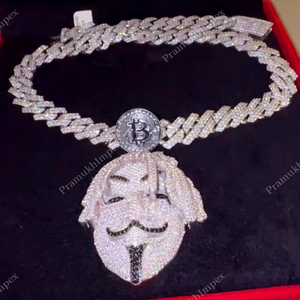 Pendentif en argent sterling 925 fait à la main personnalisé pour les femmes entièrement glacé hommes visage Moissanite diamants or pour les fêtes mode délicate - Product Image 1