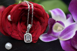 925สุดหรูจี้ทรงมรกตสีเงินสเตอร์ลิงสีเหลืองโรสโกลด์ชุบทองแบบคลาสสิกสำหรับปาร์ตี้ - Product Image 4