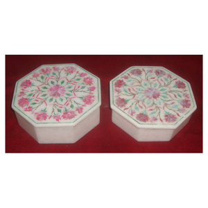Artisanat forme octogonale meilleure qualité incrustation de marbre serpillière bijoux boîtes de cadeau d'affaires pour article polyvalent - Product Image 1