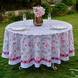 Nappe 100% coton faite à la main en fraise rose imprimé floral indien conception de bloc de main pour les mariages usage domestique-taille personnalisée - Product Image 3