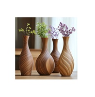 Pot de fleurs hydroponique en bois rustique haut de gamme, fait main, écologique, pour plantes d'intérieur, décoration, finition sculptée à la main