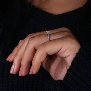 แหวนแต่งงานเพชรทรงรี 0.25 กะรัต เพชรสร้างในห้องปฏิบัติการ แหวนหมั้นเพชรทรงรี เพชรเพาะเลี้ยงในห้องปฏิบัติการ แหวนแบบวงแหวนซ่อน แหวนของขวัญวันครบรอบ - Product Image 3