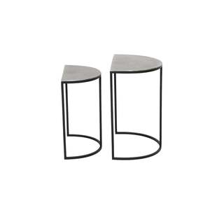 Juego de mesa auxiliar de aluminio y hierro de nuevos diseños para interiores, mesa auxiliar de sofá de diseño único con parte superior media redonda para sala de estar y dormitorio - Product Image 3