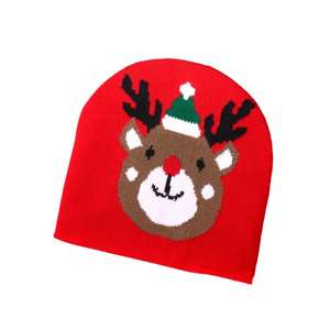 Gorro de punto de moda Deer RED Beanie para mujeres y hombres Logo Print - Product Image 2