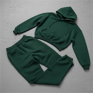 Haute qualité prix abordable 100% coton Hip Hop Style femmes survêtement couleur unie respirant lourd survêtement pour les femmes - Product Image 3