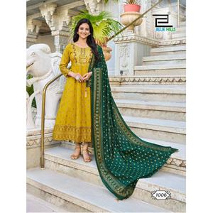 Kurti Dupatta en Rayonne Imprimée à la Feuille d'Or 14 kg pour Femme, Style Maruti, le Plus Vendu, Idéal pour Mariages et Fêtes Indiens et Pakistanais, Prix Compétitif - Product Image 1
