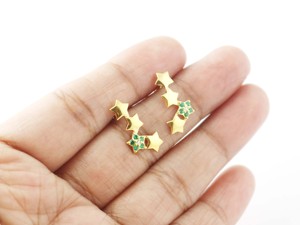 ต่างหูดาวโอนิกซ์สีเขียว925เงินสเตอร์ลิงต่างหูแบบสี่ดาวสำหรับเป็นของขวัญสำหรับผู้หญิง - Product Image 3