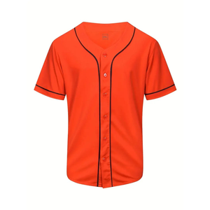 Vente en gros de maillots de baseball personnalisés pour adultes, chemise à boutons et col en V en polyester, respirante, à séchage rapide, sublimation personnalisée de grande taille - Product Image 1