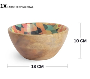 Mosaic Mango Wood Large Serving Bowl Round Serving Bowl for Pasta Fruits Salads or Popcorn Handcrafted Home Decor - Product Image 4