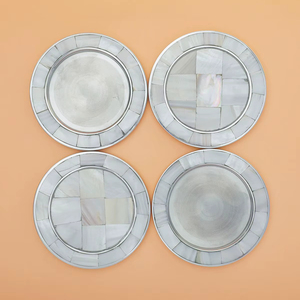 Juego de Posavasos de Concha Natural con Incrustaciones de Lujo Hechos a Mano con Soporte Decorativo, Grosor Personalizado, Ecológicos y Duraderos para Decoración del Hogar - Product Image 1