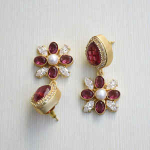 ต่างหูเซอร์โคเนียสุดหรูต่างหูชุบทองทำด้วยมือเครื่องประดับแฟชั่นดีไซน์ล่าสุดหรูหราเครื่องประดับสำหรับผู้หญิง - Product Image 1