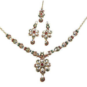 Soha Fashion Red Meenakari Austrian Stone Necklace <b>Set</b> 1100609 Elegant Jewelry <b>for</b> <b>Women</b> - Product Image 1