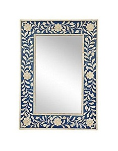 Cadre de miroir incrusté d'os au design floral fait à la main pour les murs de la maison de luxe et l'accent de style intérieur moderne - Product Image 2
