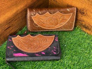 Cheveux sur cacher fourrure cuir pochette Western métallisé peau de vache fourrure Handtooled cuir portefeuille femmes cadeau - Product Image 4