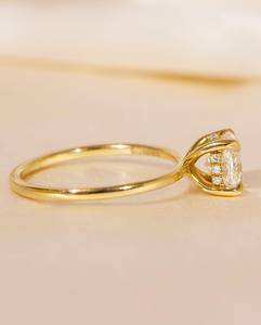 8mm Cushion Cut White <b>CZ</b> Solitaire Engagement <b>Ring</b> | Yellow Gold Four Prong Setting Bridal Promise Jewelry Wholesale Fashion OEM - Product Image 4