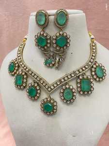 Qualité supérieure Moissanite Diamant Look Or Plaqué Ensemble de Bijoux Élégant Collier Boucles D'oreilles Ensemble Élégant En Laiton Cadeau De Mariage - Product Image 3