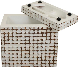 Fabricant Table d'appoint rectangulaire-Table d'appoint incrustée de mosaïque de coquille de noix de coco véritable naturelle - Product Image 3