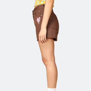 กางเกงยีนส์สตรีเซ็กซี่ระบายอากาศได้ดีกางเกงขาสั้นผ้าฝ้ายสีน้ำตาลสีฟ้า - Product Image 2