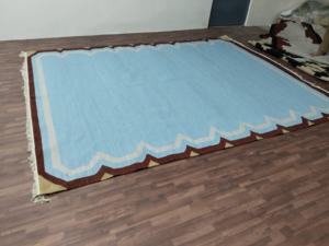 Hermosas alfombras azules tejidas a mano de lana de alta calidad Dari para sala de estar de lujo 8x10 Farsh-e Durry Dastbaaf 9x12 Pray Style - Product Image 2