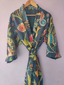 Chaqueta Kantha estampada, bata de baño de algodón, ropa de playa, Bikini, cubierta de algodón, edredón Kantha, Kimono, abrigo envolvente, bata de dama de honor - Product Image 2