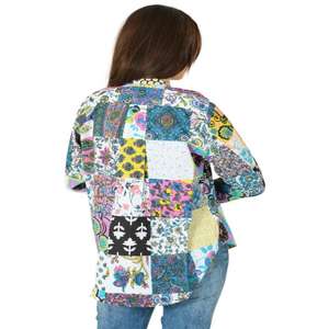 Women's Cotton Patchwork Top Handmade Indian Blouse <b>Shirt</b> for Casual <b>Party</b> Wear Striped Pattern Autumn Top for Summer Wear - Product Image 6