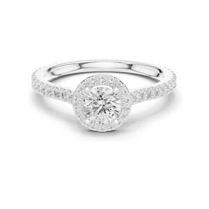 0.98 CT Round Brilliant Lab Diamond Halo <b>Ring</b> for Women VVS-VS EF Clarity 18KT, 14KT, 10KT Gold & 925 <b>Silver</b> Rose, - Product Image 2