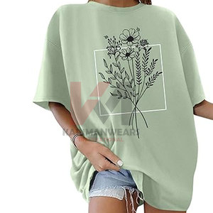 Haut tunique imprimé graphique surdimensionné pour femme T-shirt décontracté à manches courtes avec col rond, coupe ample Streetwear à la mode - Product Image 1