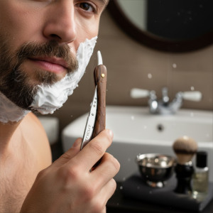 Professional Straight Razor with Wooden Handle Stainless Steel Blade Holder Barber <b>Shaving</b> Razor for Men Folding Shavette - Product Image 6