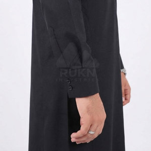Classic Arabic <b>Thobe</b> <b>for</b> <b>Men</b> Long Sleeve Ankle Length Lightweight Breathable Cotton with Round Crew Neck and Button Front Design - Product Image 6