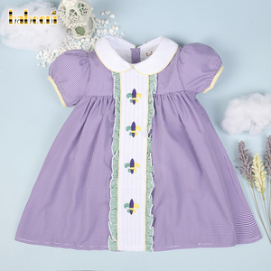 Vestido de bebé bordado a mano de caña de caramelo, OEM ODM, personalizado, hecho a mano, fabricante al por mayor, BB2625 - Product Image 2