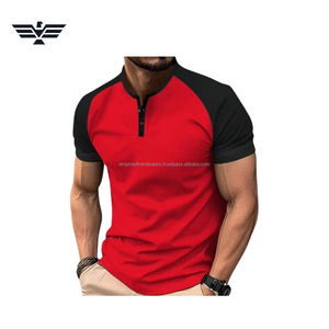 Camiseta Henley de Dos Tonos para Hombre | Camiseta informal de algodón de manga corta con contraste de color personalizado - Product Image 6