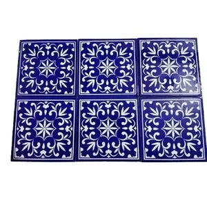 Juego de 10 azulejos de mosaico de cocina florales de 6x6 'hechos a mano, accesorios para salpicaduras - Product Image 1