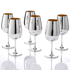 Set di due bicchieri da degustazione di vino placcati in argento realizzati in italia per l'inaugurazione della casa e i regali di nozze - Product Image 1