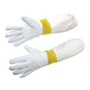 2025 Venta de fábrica Mejor calidad Gris Cuero Largo Algodón Malla Puño Guantes de apicultura Empuñaduras transpirables para abeja Cultura Cabra - Product Image 5